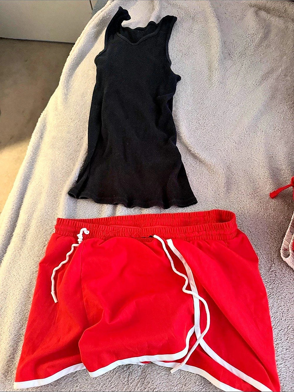 Athletic Works Athletic Tank Top & Shorts in Red & Black